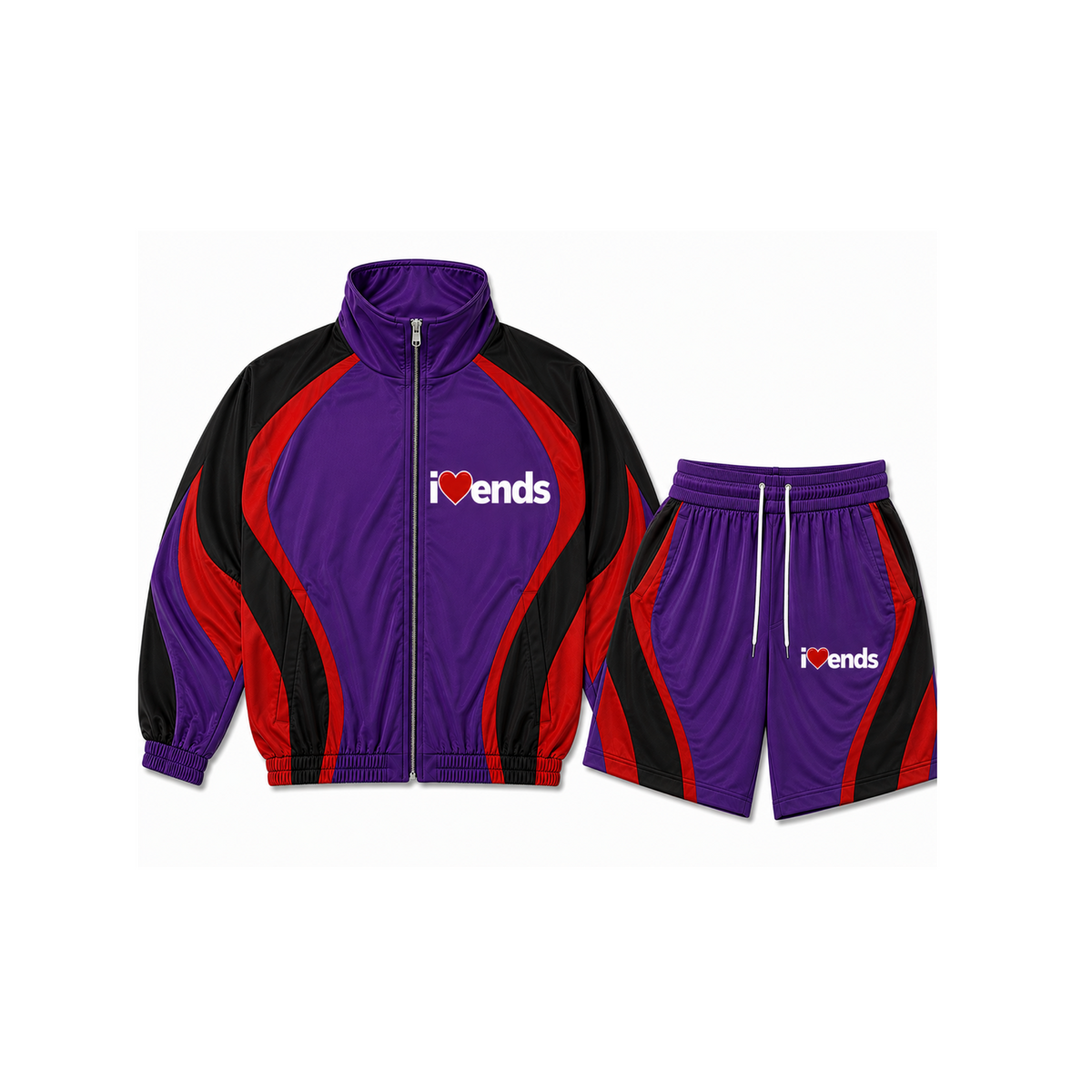 I Love Ends Short Set Purple